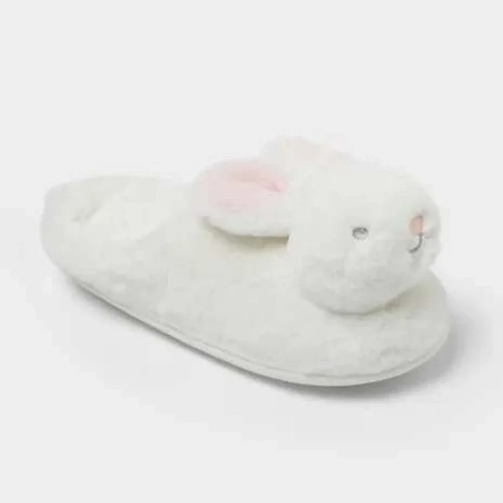 Little Girl Bunny Scuff Slippers by Cat & Jack Ivory Size 2-3 New With Tags